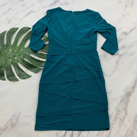 WHBM White House Black Market Instantly Slimming Sheath Dress Size 8 Teal - Picture 7 of 10